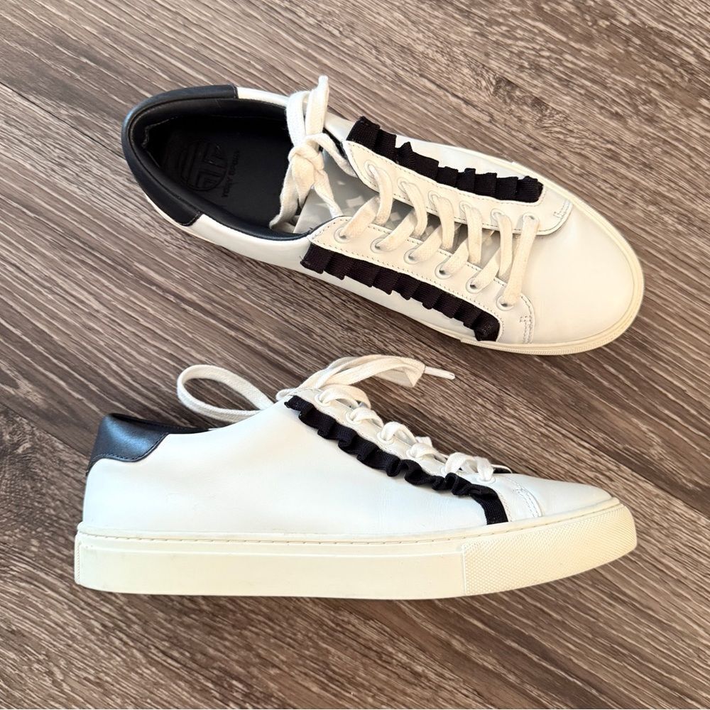 Tory Burch Sport Ruffle White Leather Sneaker